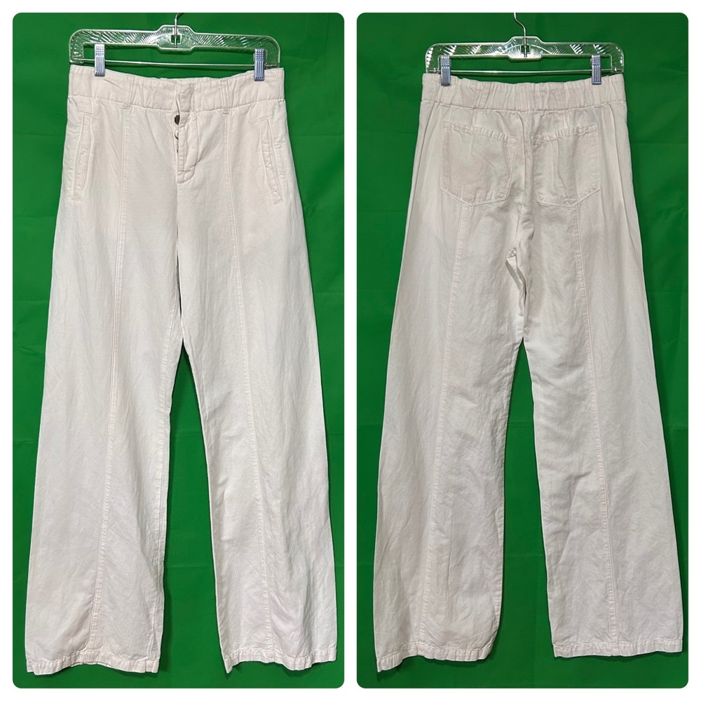 J BRAND White Linen/Cotton Wide Leg Pants Size 25